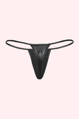 black metallic vinyl g string thong sexy t back panty for women actual prduct photo back view