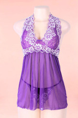 Ada Purple Plus Size Nighties Babydoll Lingerie  actual product picture on a mannequin front view 