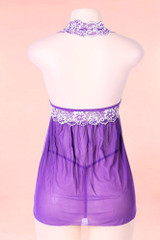 Ada Purple Plus Size Nighties Babydoll Lingerie  actual product picture on a mannequin backview 