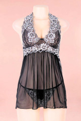 Ada Black Plus Size Nighties Babydoll Lingerie  actual product picture on a mannequin front view 