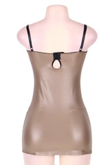 Belle Vinyl Nude Beige Balconette Gold Chemise Plus Size