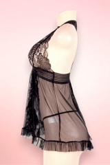 Tammy Black Open Front Plus Size Babydoll