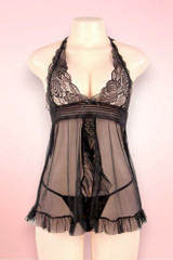 Tammy Black Open Front Plus Size Babydoll
