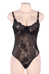 Geraldine Black Striped Plus Size Teddy 