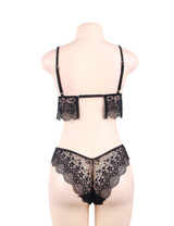 Black Charmaine Lace Bralette Cheeky Panty Set Plus