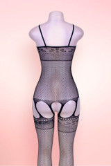 Jeanie Lace up Garter Plus Size Fishnet Bodystockings