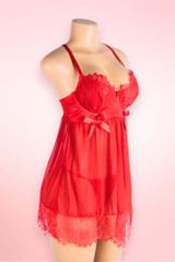 Penelope Red Underwire Pushup Babydoll