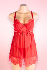 Penelope Red Underwire Pushup Babydoll
