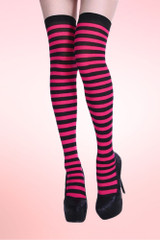  pink and Black Striped Knee socks.