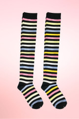 Striped Color Over the Knee High Long Poly Cotton Socks