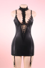 Ivana Plus Size Leather Garter Lingerie Dress
