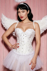 Doris Vintage White Jacquard Floral Brocade Bridal Corset Top