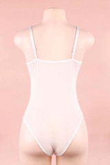 Naomi  White Bridal Lace Bodysuit Teddy Lingerie  actual product picture on a mannequin backview 
