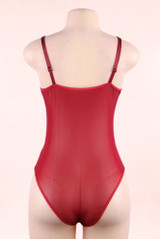 Naomi Maroon Red Lace Bodysuit Teddy Lingerie  actual product picture on a mannequin backview 