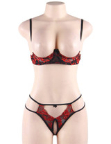 Christie Cupless and open Crotch crothchless lingerie set  actual product picture on a mannequin front view 