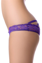 Mae Purple Lace Strappy Back Open Crotch Panty Plus Size