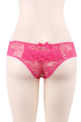 Joy Pink Ruffle Lace Plus size Crotchless Panty