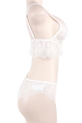 White Charmaine Lace Bralette Cheeky Panty Set Plus