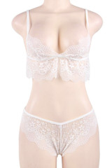 White Charmaine Lace Bralette Cheeky Panty Set Plus