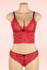 Amelia Red Lace Camisole Shorts Loungewear Set