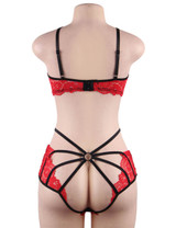 Morgana Red Bralette Strappy Panty Lingerie Set Plus Size