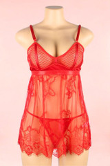 Riley Red Lace Flyaway  Babydoll