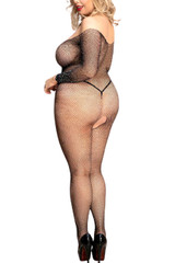 Steffi Glam Sparkle Full Crotchless Body Stocking Plus Size