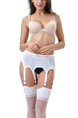 Bianca White Mesh Retro Garter Belt Panty Set