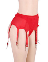 Bianca Red Mesh Retro Garter Belt Panty Set