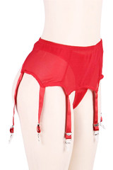 Bianca Red Mesh Retro Garter Belt Panty Set