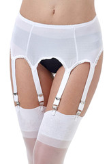 Bianca White Mesh Retro Garter Belt Panty Set Plus Size