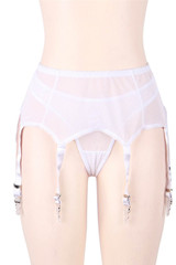 Bianca White Mesh Retro Garter Belt Panty Set Plus Size