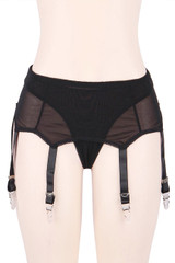 Bianca Black Mesh Retro Garter Belt Panty Set Plus
