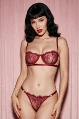Bella Red Lace Bra and Thong Panty set.