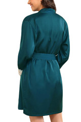 Ella Emerald Green Satin Chemise Robe Lingerie Set