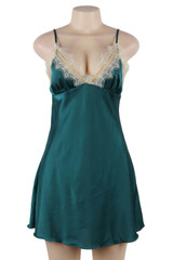 Ella Emerald Green Satin Chemise Robe Lingerie Set