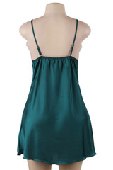 Ella Emerald Green Satin Chemise Robe Lingerie Set
