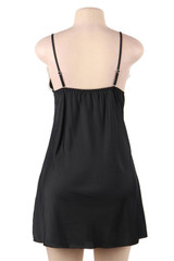 Ella Black Satin Chemise Robe Lingerie Set Plus Size