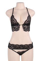 Nicolette Black Lace Cami Blindfold Cuff Lingerie Set