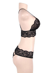 Nicolette Black Lace Cami Blindfold Cuff Lingerie Set