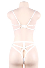 Natalia White Open Cup Strappy Bra Lingerie Set