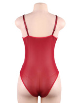  Naomi Maroon Lace Plus Size Teddy Bodysuit