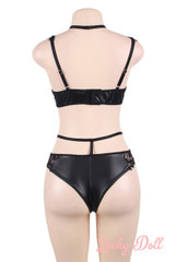Lydia Black Lace Vinyl Bralette Lingerie Set