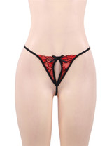 Sara Red Nipple Slit with Side Slit Halter Babydoll Plus Size