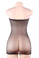 Sparkle Fishnet Rhinestone Tube Mini Dress Body Stockings Plus Size
