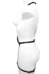 Nereida Faux Leather Choker Waist to Thigh Body Harness