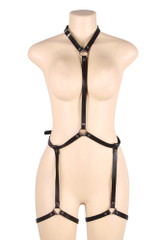 Nereida Faux Leather Choker Waist to Thigh Body Harness