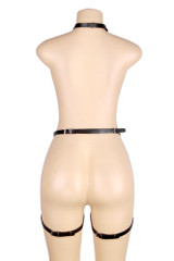 Nereida Faux Leather Choker Waist to Thigh Body Harness