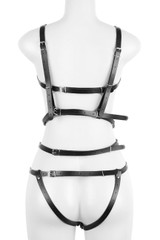 Vanora Faux Leather Caged Bodysuit Thigh Harness