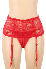 Dahlia Red Lace Garter Belt
